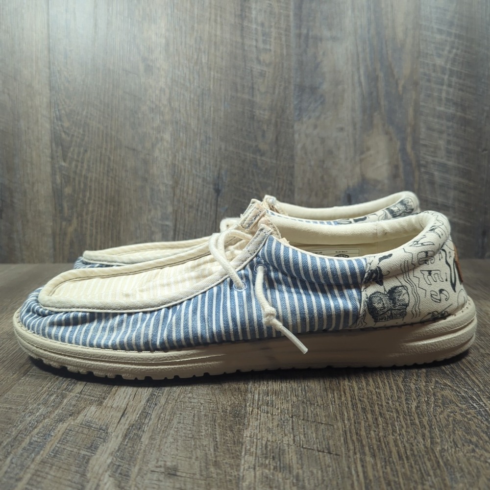 Hey Dude Wally Funk Lee Mens Sz 14 Blue Multi Slip On Canvas Lightweight Casual - Picture 8 of 15